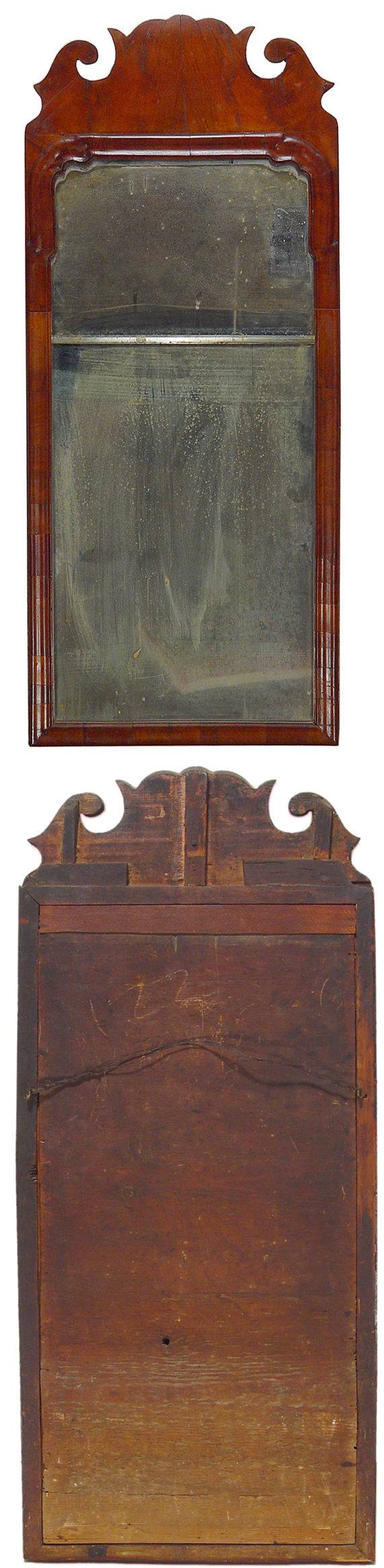 Queen Anne Figured Walnut Looking Glass