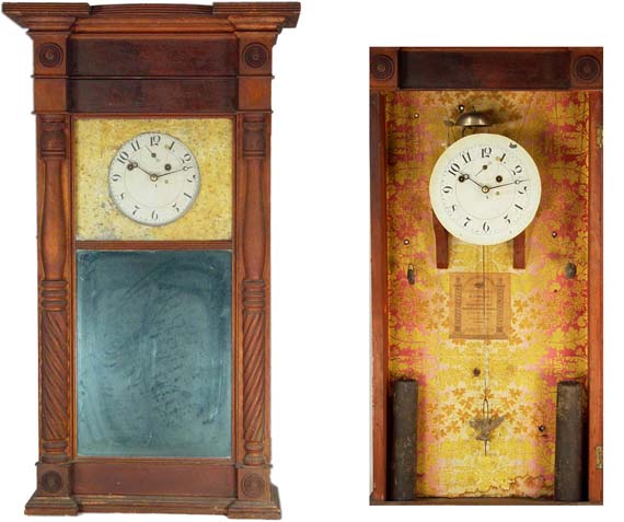 An Asa Munger mirror clock, circa 1829.