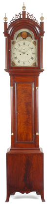 A very fine and important mahogany tall case clock, by John Bailey, Sr. Hanover, Mass, circa 1820.