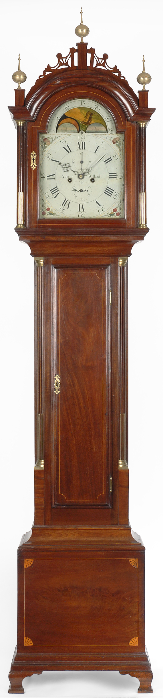 The Captain Eben Baker Federal mahogany tall case clock by Aaron Willard, Boston, circa 1790-1800.