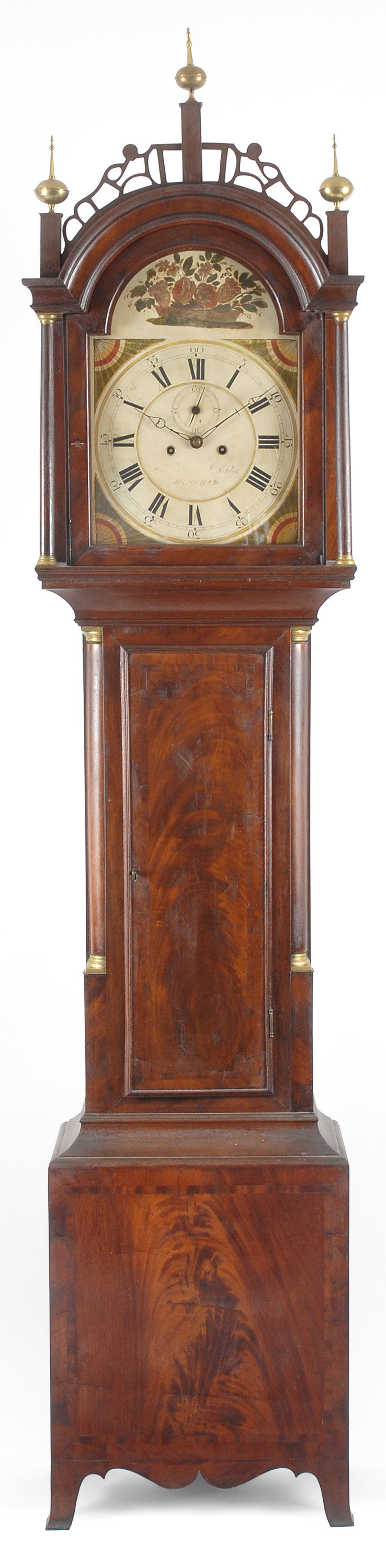 A very fine mahogany tall case clock, by Joshua Wilder, Hingham, Mass, 1822.