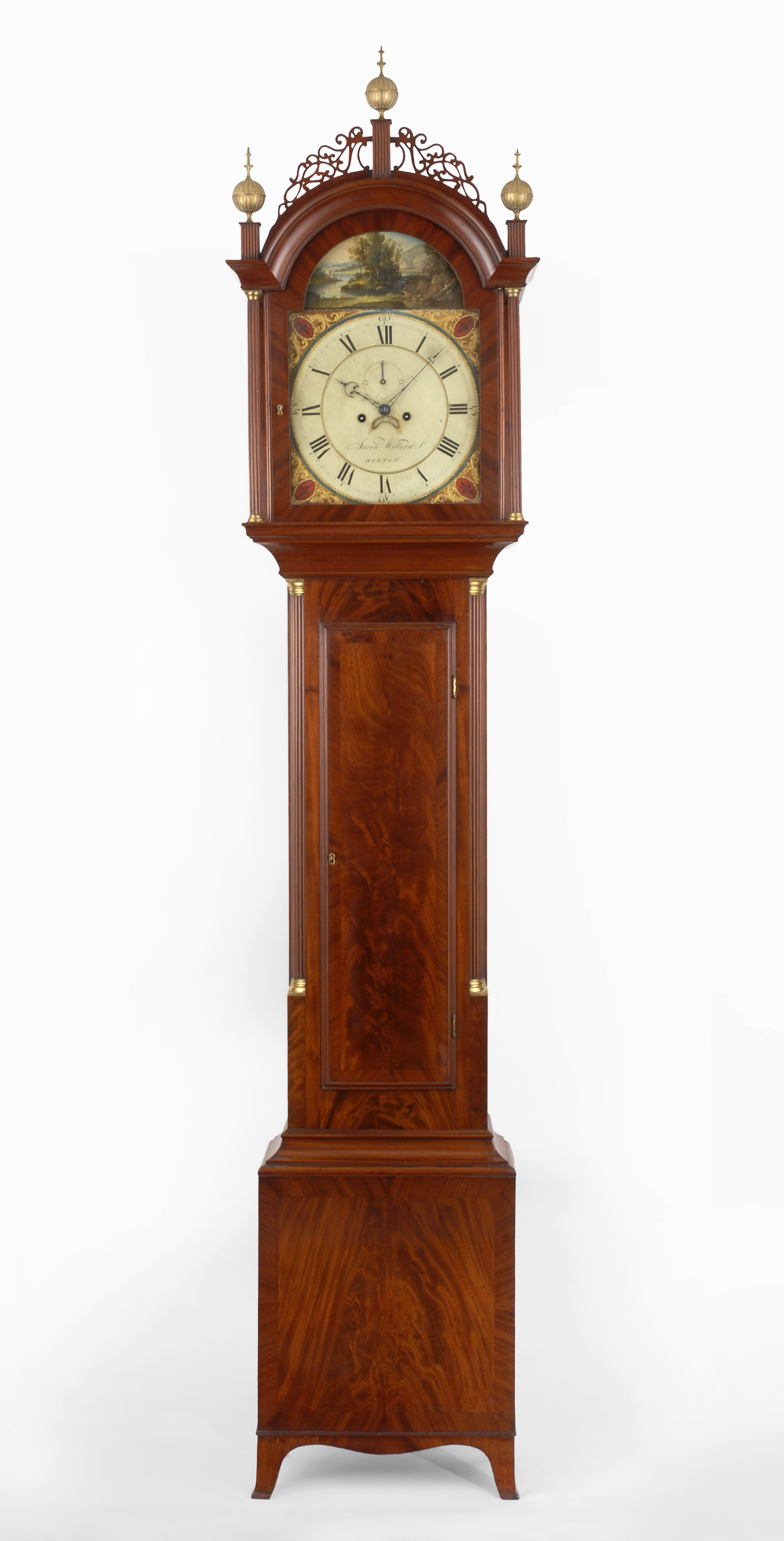 An Impressive Hepplewhite Tall Case Clock, By Aaron Willard Jr. The Case Attributed to Thomas Seymour, Boston, Circa 1815-20.
