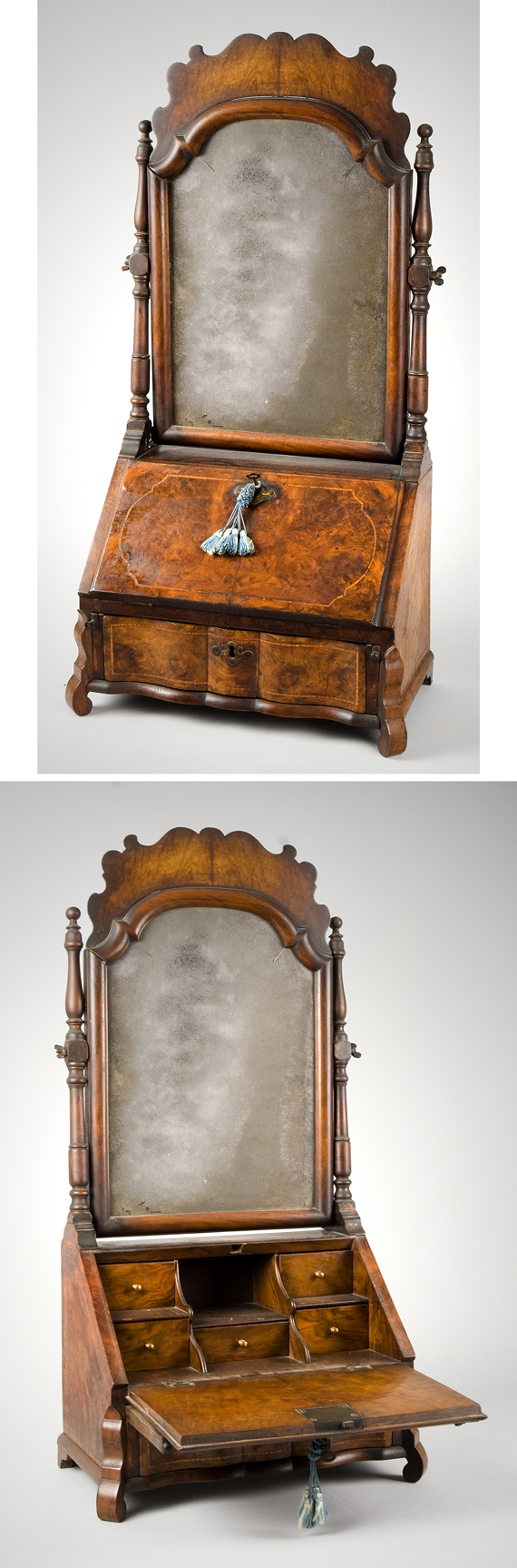 A very fine Rococo mirror-back dressing or writing box, probably Dutch circa, 1740