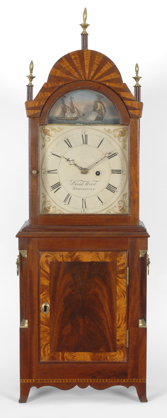 A fine and important Hepplewhite Massachusetts shelf clock, by David Wood, Newburyport, Massachusetts, circa 1815.