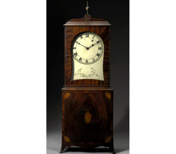 FEDERAL INLAID AND VENEERED MAHOGANY  SHELF CLOCK