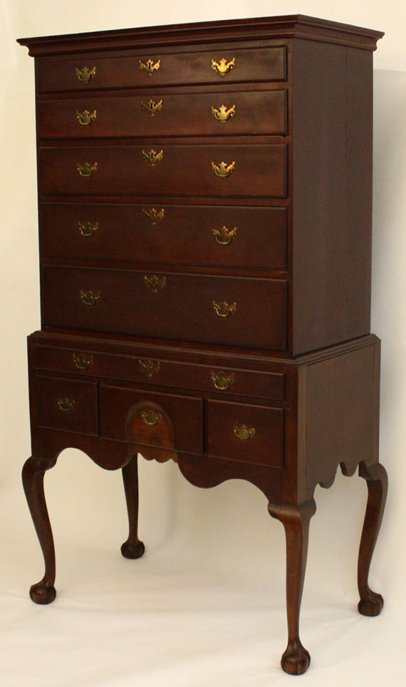 NEW ENGLAND CHIPPENDALE FLAT-TOP HIGH BOY