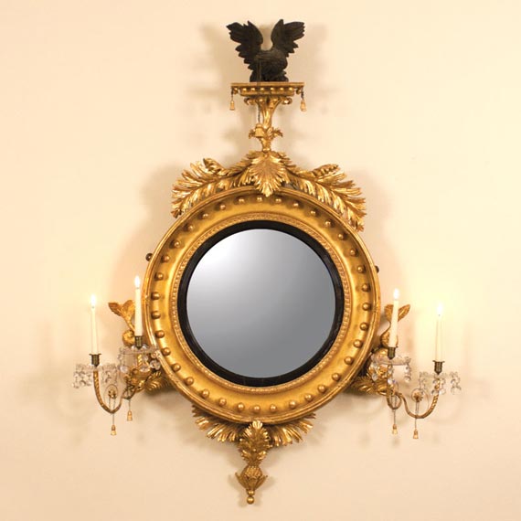 Exceptional Regency Carved and Gilded Girandole Mirror