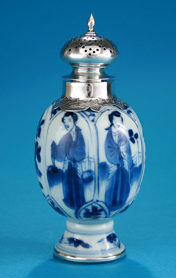 Kangxi Silver Mounted Porcelain Caster