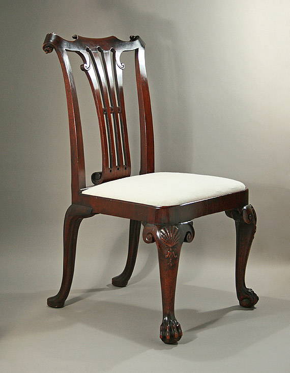 George II Irish Carved Cuban Mahogany Side Chair, c1735