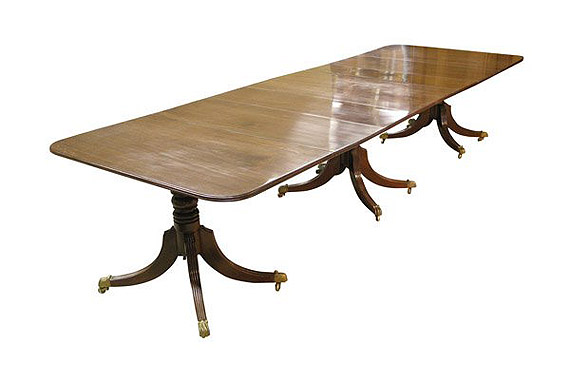 Regency Cuban Mahogany Triple Pedestal Dining Table