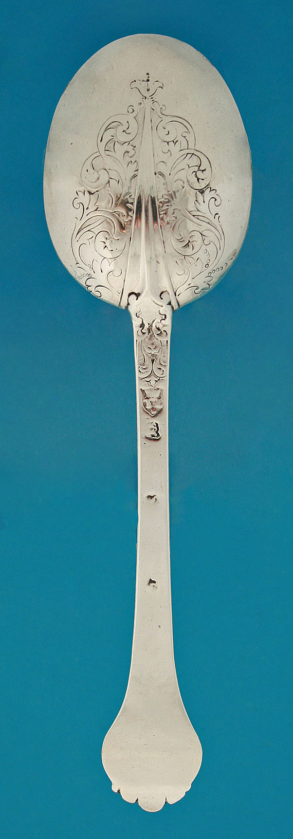 CHARLES II SILVER LACE-BACK TREFID SPOON, Thomas Issod