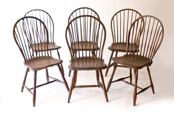 Set of Six Bow-Back Windsor Side Chairs