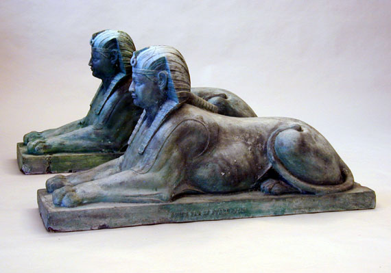 A Pair of Cast Stone Sphinxes