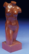 Carved Walnut Female Torso