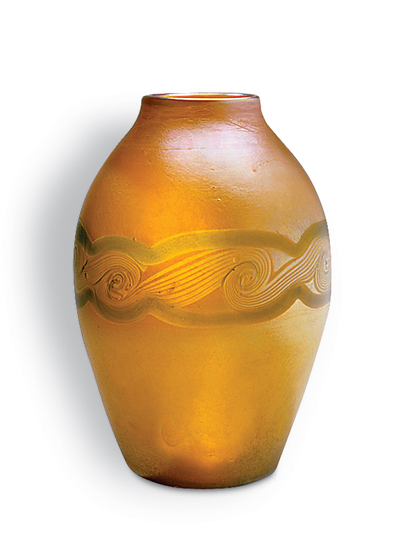 A Monumental Decorated Tiffany Favrile Glass Vase