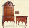 Matching Queen Anne Bonnet-Top High Chest and Dressing Table