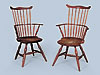 Rare Pair of  Windsor Comb-Back Arm Chairs