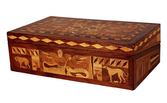 Marquetry Inlaid Walnut Writing Box