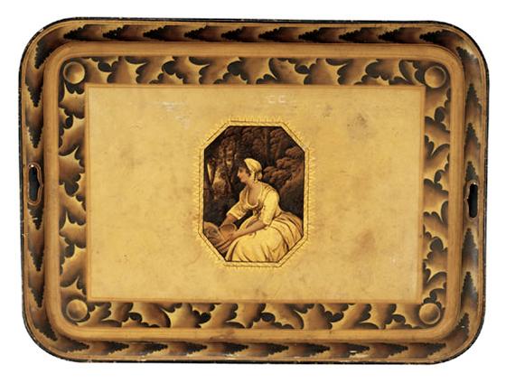 Unusual Paint-Decorated Tin Tray