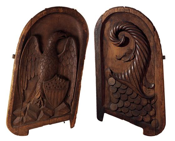 Pair of Carved Mahogany Ship's Gangway Boards