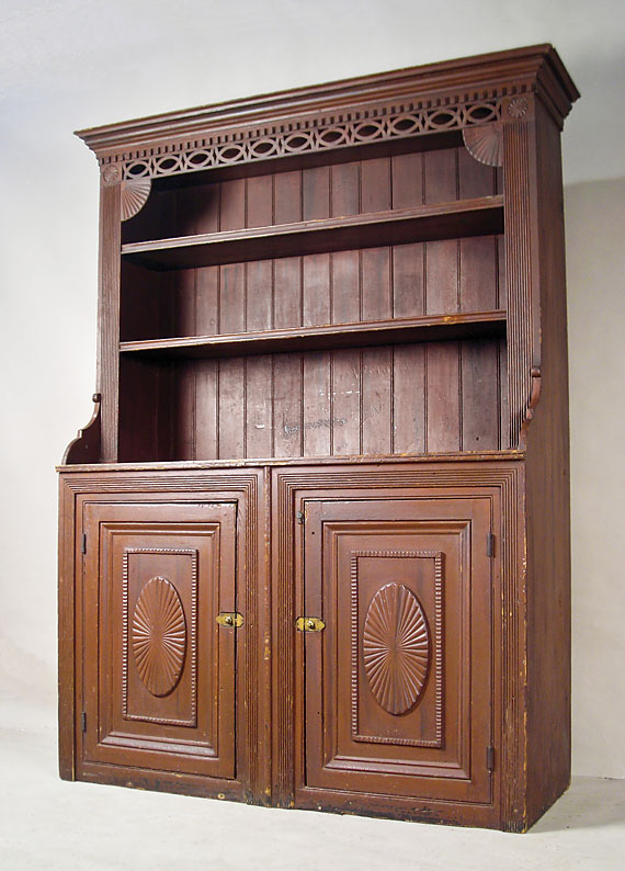 CANADIAN MARITIME STEP-BACK PEWTER CUPBOARD