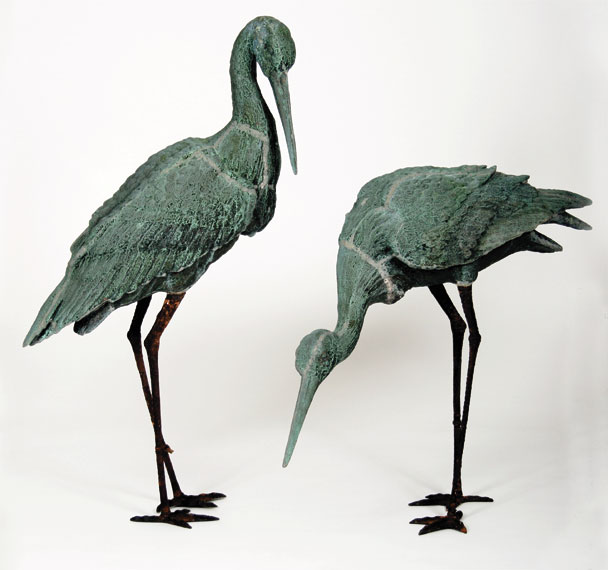 Pair of Rare Garden Cranes
