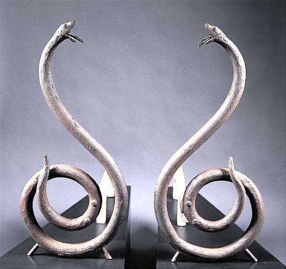 Figural Snake Andirons